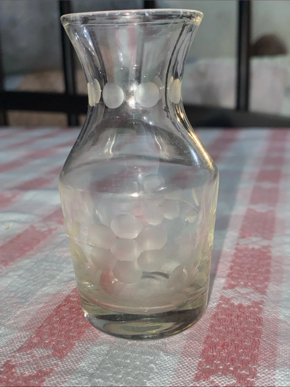 Mini Clear Glass Bud Vase Etched Frosted Daisy Floral